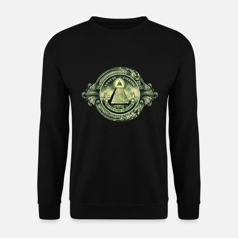 Allsehendes Auge, Pyramide, Dollar, Gott, Horus - Unisex Pullover - Schwarz