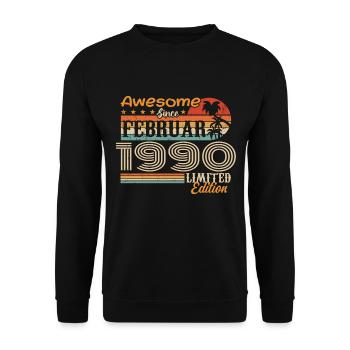 Birthday Vintage Gift Idea February 1990 - Unisex Sweatshirt - black - Front - Alina (178cm) & Michal (187cm)