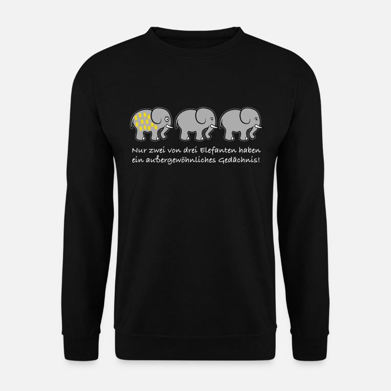 Elefant Gedächnis Spruch lustig - Unisex Pullover - Schwarz