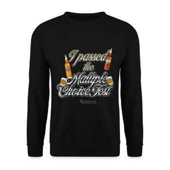 Malt Whisky T Shirt Spruch Maltiple Choice - Sweat-shirt Unisexe - noir - Devant - Alina (178cm) & Michal (187cm)