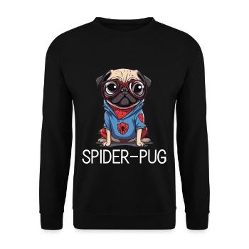 Spider Pug - Unisex Pullover - Schwarz - Vorne - Alina (178cm) & Michal (187cm)