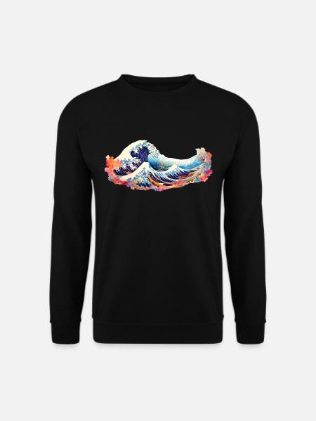 Japanische Welle the Great Wave of Kanagawa - Unisex Pullover - Schwarz