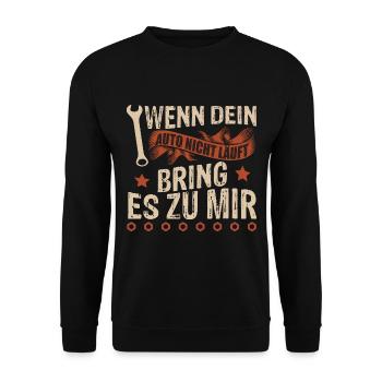 Lustiges Auto Mechaniker - Unisex Pullover - Schwarz - Vorne - Alina (178cm) & Michal (187cm)