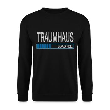 Traumhaus Loading Hausbau Richtfest Traumhaus - Unisex Pullover - Schwarz - Vorne - Alina (178cm) & Michal (187cm)