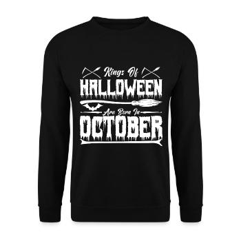 the kings of Halloween were born in October0 - Unisex Sweatshirt - black - Front - Alina (178cm) & Michal (187cm)