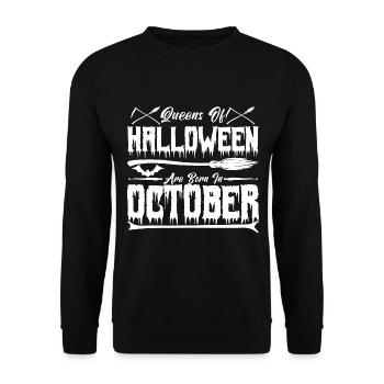 Halloween queens were born in October - Unisex Sweatshirt - black - Front - Alina (178cm) & Michal (187cm)