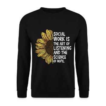 Le travail social est l’art de l’écoute - Sweat-shirt Unisexe - noir - Devant - Alina (178cm) & Michal (187cm)