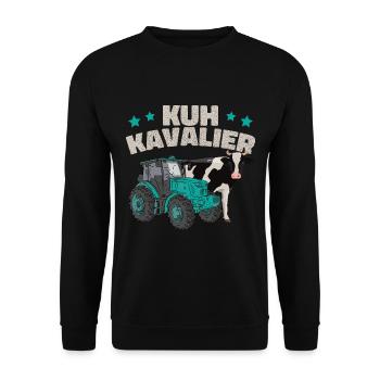 Kuh Kavalier - Unisex Pullover - Schwarz - Vorne - Alina (178cm) & Michal (187cm)