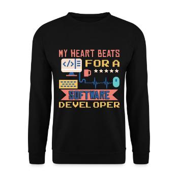 My Heart Beats For A Software Developer - Unisex Sweatshirt - black - Front - Alina (178cm) & Michal (187cm)