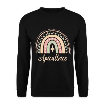 Cadeau Apicultrice. Boho Rainbow apicultrice. - Sweat-shirt Unisexe - noir - Devant - Alina (178cm) & Michal (187cm)