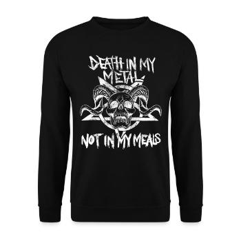 Vegan Metalhead. Death in metal, not in my meals - Unisex Pullover - Schwarz - Vorne - Alina (178cm) & Michal (187cm)