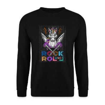 Rock and roll unicorn unicorn guitar headbang - Unisex Sweatshirt - black - Front - Alina (178cm) & Michal (187cm)