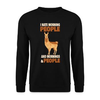 Llama Alpaca Hate People Morning Peopl - Unisex Sweatshirt - black - Front - Alina (178cm) & Michal (187cm)