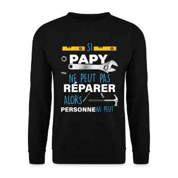 Papy bricoleur humour grand-père - Sweat-shirt Unisexe - noir - Devant - Alina (178cm) & Michal (187cm)