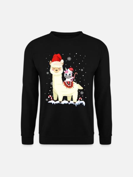 Süßes Alpaka Lama Einhorn Weihnachten Mund-Schutz - Unisex Pullover - Schwarz