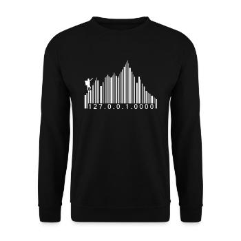 Barcode Berge Code Wandern Wanderer Strichcode - Unisex Pullover - Schwarz - Vorne - Alina (178cm) & Michal (187cm)