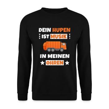 Müllmann Müllabfuhr Müllwagen Müll Lustiger Spruch - Unisex Pullover - Schwarz - Vorne - Alina (178cm) & Michal (187cm)