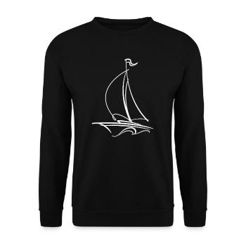 Sailing Sailboat Retro Captain Boat Line Art One - Unisex Sweatshirt - black - Front - Alina (178cm) & Michal (187cm)