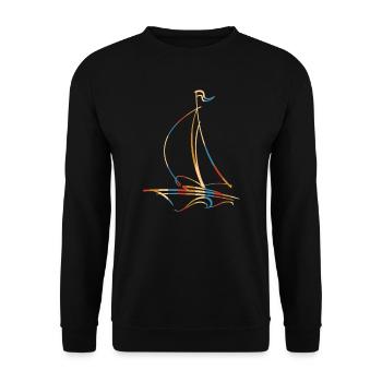 Sailing Sailboat Retro Captain Boat Line Art One - Unisex Sweatshirt - black - Front - Alina (178cm) & Michal (187cm)