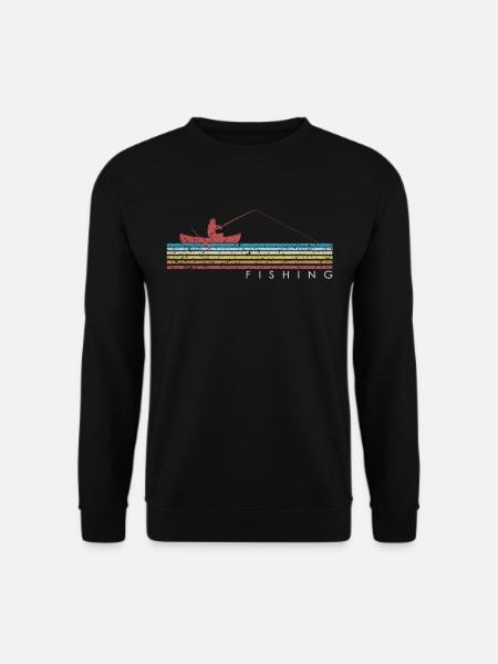Angeln Retro Angel Fishing Vintage Angler Fischer - Unisex Pullover - Schwarz