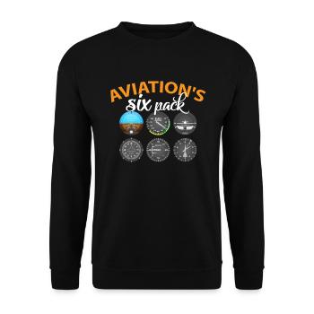 AVIATION Flugzeug Pilot Passagier Airplanes Design - Unisex Pullover - Schwarz - Vorne - Alina (178cm) & Michal (187cm)