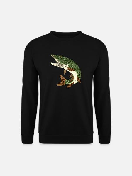 Angeln Hecht Raubfisch für Angler Graphic - Unisex Pullover - Schwarz