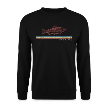Angeln Retro Forelle Trout Fishing Vintage Angler - Unisex Sweatshirt - black - Front - Alina (178cm) & Michal (187cm)