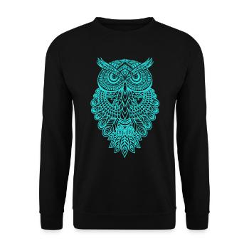 Owl Graphic Graphic Art Gift Mandala - Unisex Sweatshirt - black - Front - Alina (178cm) & Michal (187cm)