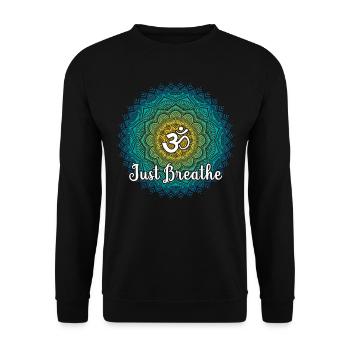 Just Namaste Breathe Yoga Mandala Zen Lotus Tattoo - Unisex Pullover - Schwarz - Vorne - Alina (178cm) & Michal (187cm)