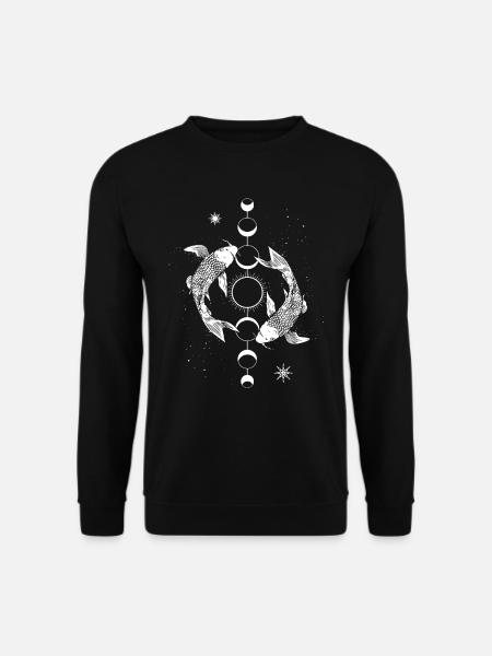 Koi Carp Moon Moon Phase Sun Japanese Fish - Unisex Sweatshirt - black