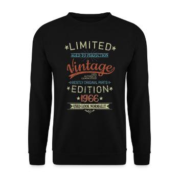 Retro Birthday Year 1966 Vintage Limited Edition - Unisex Sweatshirt - black - Front - Alina (178cm) & Michal (187cm)