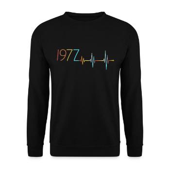 Heartbeat Retro Birthday Vintage 1977 Vintage - Unisex Sweatshirt - black - Front - Alina (178cm) & Michal (187cm)