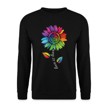 Love is Love LGBTQ Regenbogen Sonnenblume Blume - Unisex Pullover - Schwarz - Vorne - Alina (178cm) & Michal (187cm)