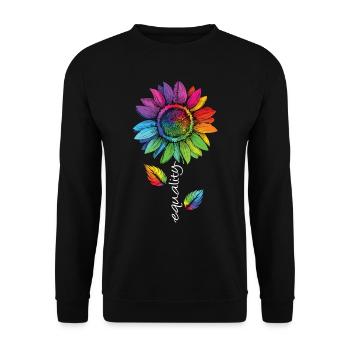 Equality LGBTQ Arc-en-ciel Tournesol Fleur CSD - Sweat-shirt Unisexe - noir - Devant - Alina (178cm) & Michal (187cm)