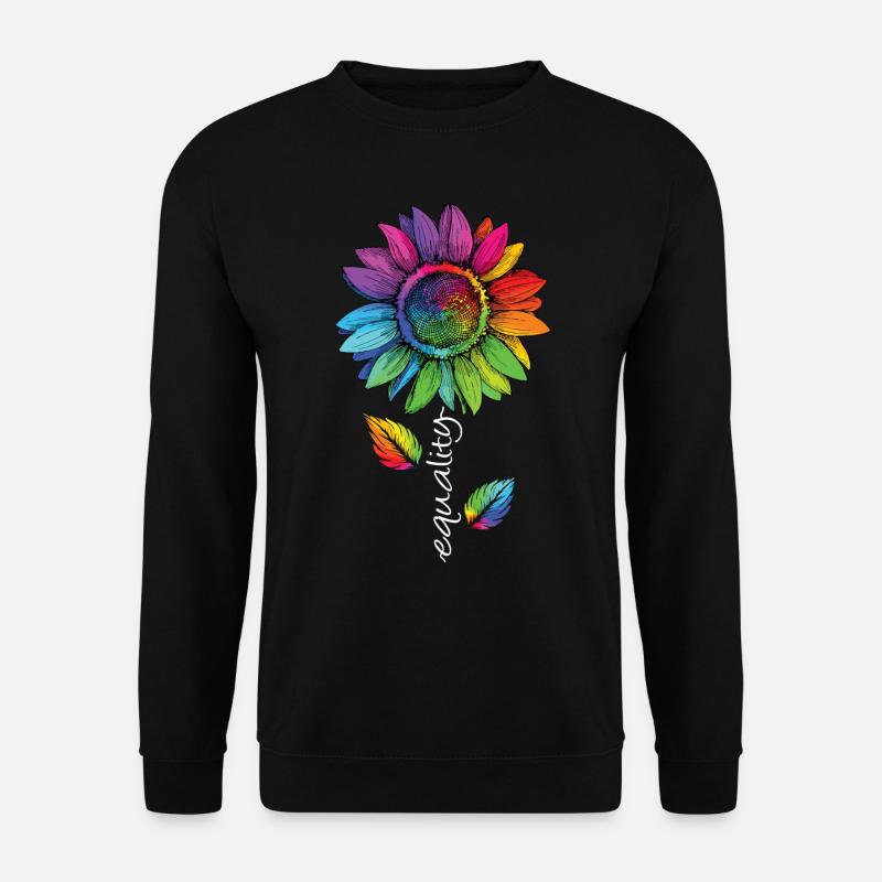 Equality LGBTQ Regenbogen Sonnenblume Blume CSD - Unisex Pullover - Schwarz