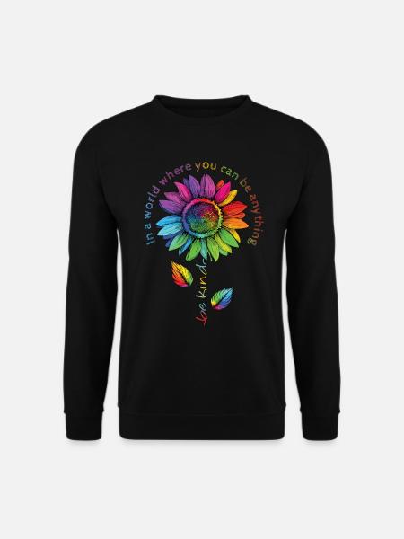Be Kind LGBTQ Regenbogen Sonnenblume Blume CSD - Unisex Pullover - Schwarz