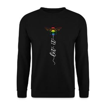 Süßes Bienen Imker Let It Bee LGBTQ Regenbogen - Unisex Pullover - Schwarz - Vorne - Alina (178cm) & Michal (187cm)
