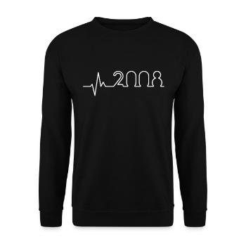 Heartbeat Minimal Birthday Vintage 2008 Line - Unisex Sweatshirt - black - Front - Alina (178cm) & Michal (187cm)