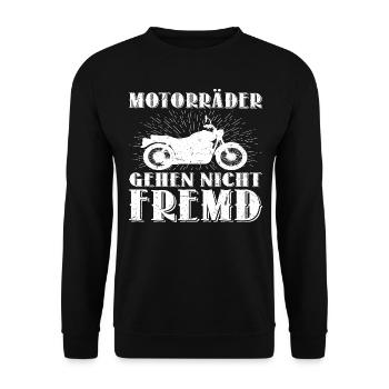 Lustiger Motorrad Motorräder Motorradfahrer Spruch - Unisex Pullover - Schwarz - Vorne - Alina (178cm) & Michal (187cm)
