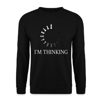 Funny IM THINKING Chess Chess Player Pieces - Unisex Sweatshirt - black - Front - Alina (178cm) & Michal (187cm)