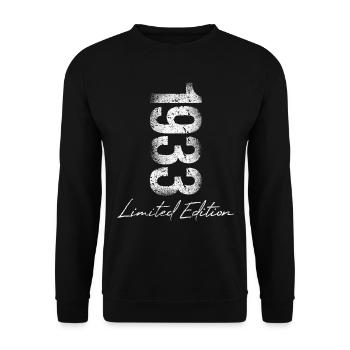 Geburtstag 1933 Limited Edition Geschenk Used Cool - Unisex Pullover - Schwarz - Vorne - Alina (178cm) & Michal (187cm)