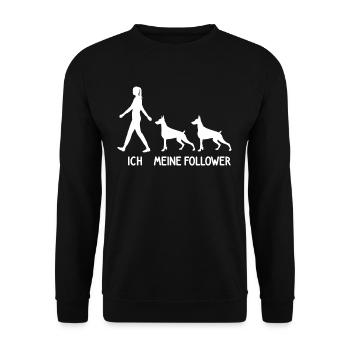 Ich Meine Follower Dobermann Hund Hunde Züchter - Unisex Pullover - Schwarz - Vorne - Alina (178cm) & Michal (187cm)