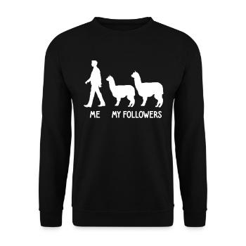 Ich Meine Follower Alpaka Liebhaber Lama Lover - Unisex Pullover - Schwarz - Vorne - Alina (178cm) & Michal (187cm)