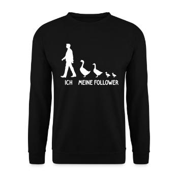 Ich Meine Follower Gänse Liebhaber Gans Züchter - Unisex Pullover - Schwarz - Vorne - Alina (178cm) & Michal (187cm)