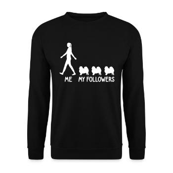 Ich Meine Follower Spitz Pomeranian Hunde Züchter - Unisex Pullover - Schwarz - Vorne - Alina (178cm) & Michal (187cm)