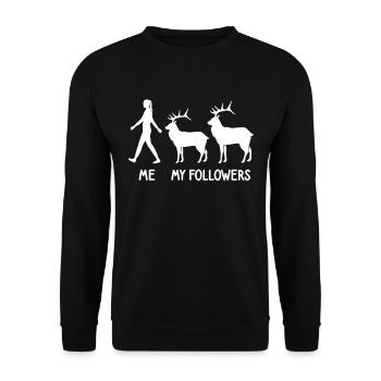 Ich Meine Follower Jäger Hirsch Züchter Rotwild - Unisex Pullover - Schwarz - Vorne - Alina (178cm) & Michal (187cm)