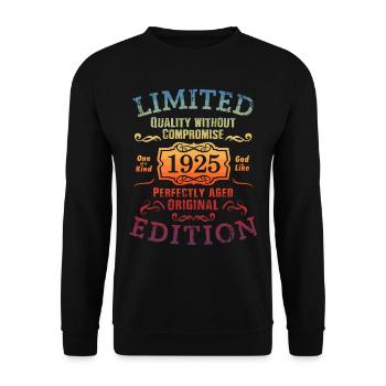 Geburtstag 1925 Limited Edition Geschenk Used Cool - Unisex Pullover - Schwarz - Vorne - Alina (178cm) & Michal (187cm)