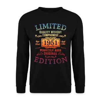 Geburtstag 1951 Limited Edition Geschenk Used Cool - Unisex Pullover - Schwarz - Vorne - Alina (178cm) & Michal (187cm)