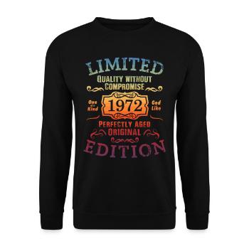 Geburtstag 1972 Limited Edition Geschenk Used Cool - Unisex Pullover - Schwarz - Vorne - Alina (178cm) & Michal (187cm)