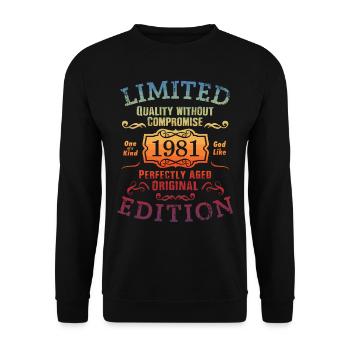 Geburtstag 1981 Limited Edition Geschenk Used Cool - Unisex Pullover - Schwarz - Vorne - Alina (178cm) & Michal (187cm)